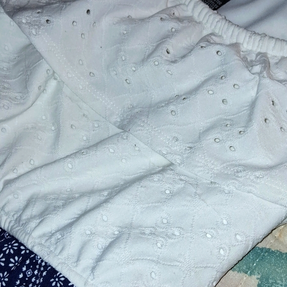 NWOT,NavyBlue&White,Floral with White,Lace,Off Shoulder, Attached Top,Jumpsuit - Picture 8 of 9